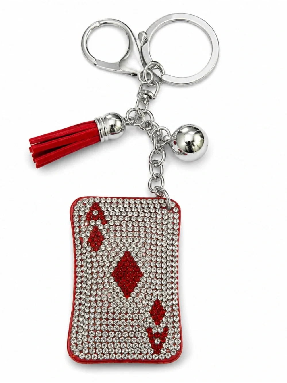Rhinestone Ace of Diamonds Keyring bag backpack charm